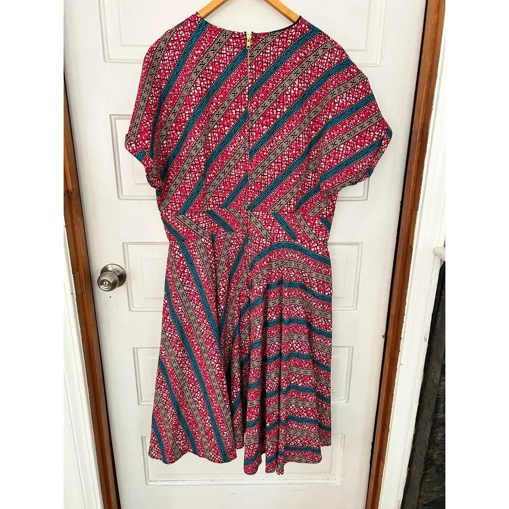 Mae Otti Dress Womens 2XL African Print Knee Length V Neck Back Zip XC Fast Ship - Picture 4 of 12